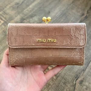 Miumiu vintage croc leather wallet